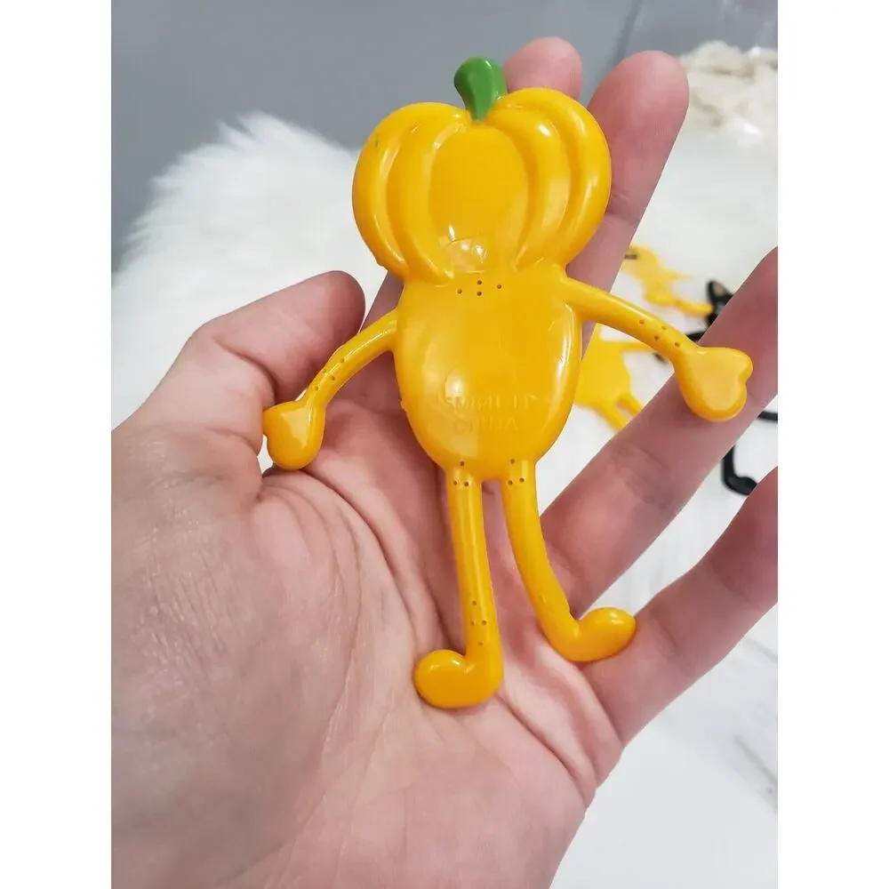 Vintage Bendy Rubber Figure Toy‎ Bendable Halloween Pumpkin Ghost Black Cat Lot